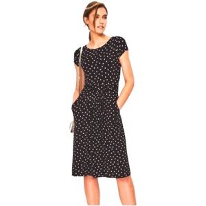 Boden Black and White Polka Dot Midi Dress